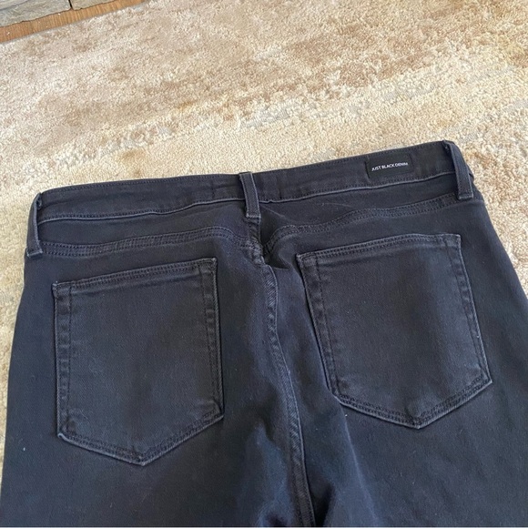Just Black Denim Skinny Distressed Raw Hem Black Jeans Pants High Rise: 31 - Picture 11 of 12